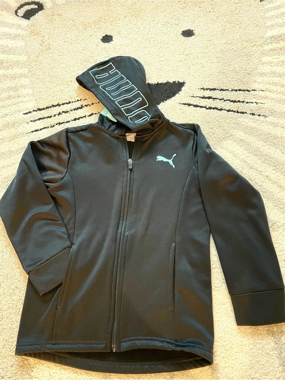 Puma Black Hoodie and Gray Tee Set with Mint Accents